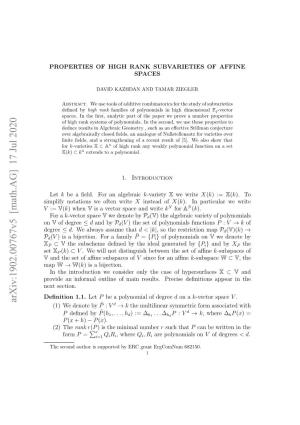 Properties of High Rank Subvarieties of Affine Spaces 3