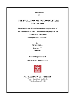 The Evolution of Fandom Culture of K-Drama Navrachana University