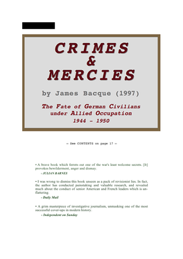 Crimes and Mercies by James Bacque