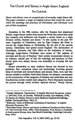 The Church and Slavery in Anglo-Saxon England