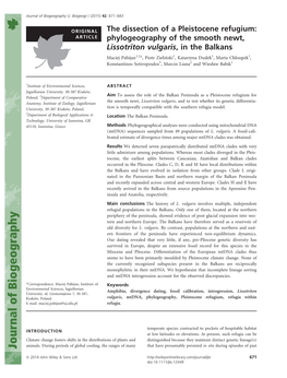 Phylogeography of the Smooth Newt, Lissotriton Vulgaris, In