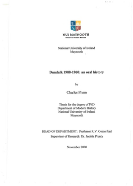 Dundalk 1900-1960: an Oral History Charles Flynn