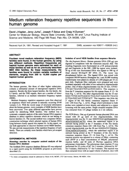 Medium Reiteration Frequency Repetitive Sequences in the Human Genome
