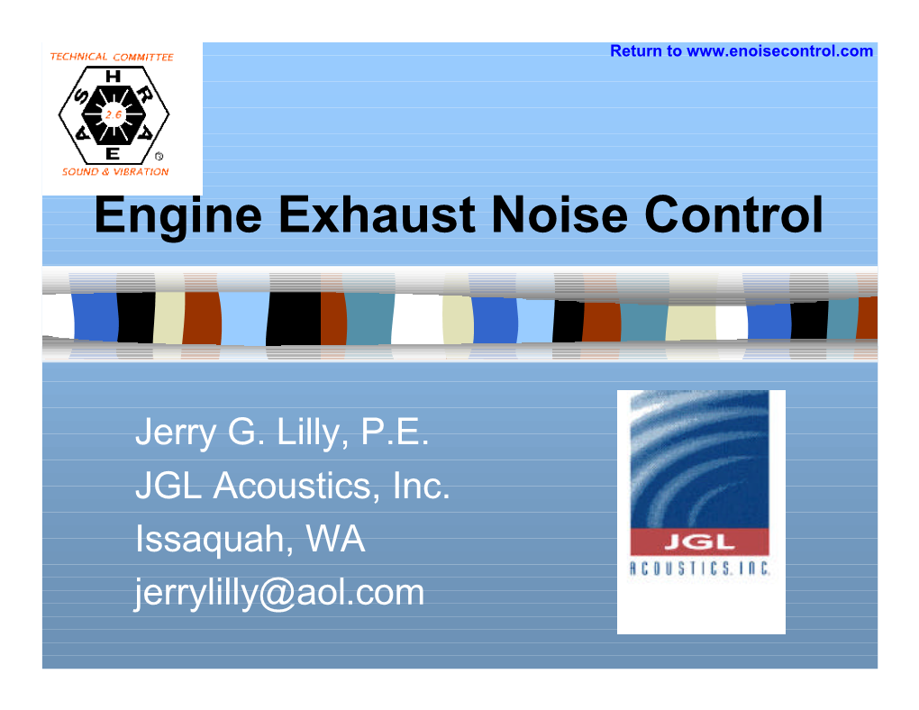 Engine Exhaust Noise Control