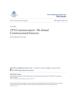 1978 Commencement - 8Th Annual Commencement Exercises Nova Southeastern University