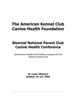 Biennial National Parent Club Canine Health Conference
