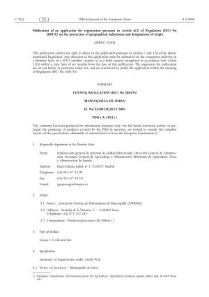 Publication of an Application for Registration Pursuant to Article 6(2