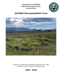 Distribution Management Plan 2020