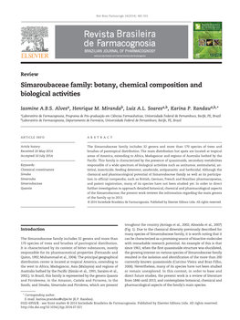 Simaroubaceae Family: Botany, Chemical Composition and Biological Activities