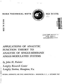 Applications of Analytic Function Theory to Analysis of Single-Sideband Angle-Modulated Systems
