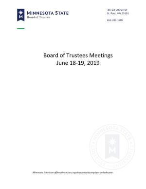 Board of Trustees Meetings June 18-19, 2019
