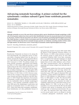 Advancing Nematode Barcoding: a Primer Cocktail for the Cytochrome C Oxidase Subunit I Gene from Vertebrate Parasitic Nematodes