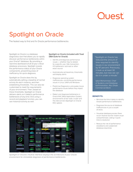 Spotlight on Oracle: Rapidly Find and Fix Performance Bottlenecks