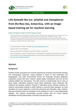 Jellyfish and Ctenophores from the Ross Sea, Antarctica, with an Image- Based Training Set for Machine Learning