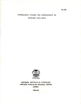 Hydrologic Studies for Improvement of Khajjiar Lake (H.P.)