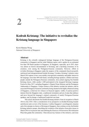 Kodrah Kristang: the Initiative to Revitalize the Kristang Language in Singapore
