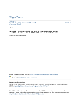 Wagon Tracks Volume 35, Issue 1 (November 2020)