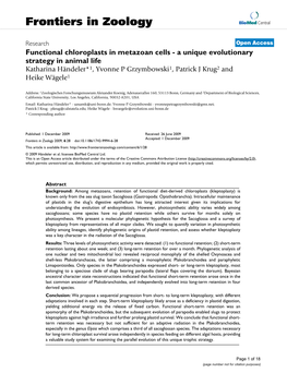 Frontiers in Zoology Biomed Central