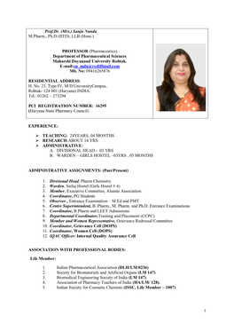 Prof.Dr. (Mrs.) Sanju Nanda M.Pharm., Ph.D (IITD), LLB (Hons.)