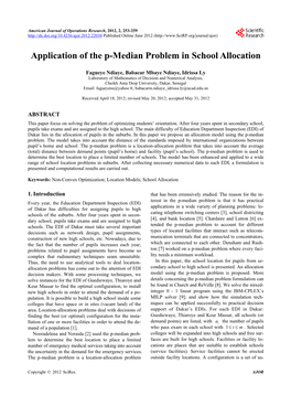 Application of the P-Median Problem in School Allocation
