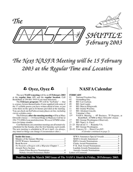 NASFA 'Shuttle' Feb 2003