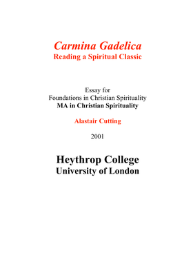 Carmina Gadelica Reading a Spiritual Classic