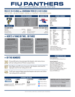 FIU PANTHERS 2019 FOOTBALL GAME NOTES FIU (1-2, 0-1 C-USA) Vs