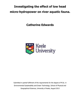 Investigating the Effect of Low Head Micro-Hydropower on River Aquatic Fauna