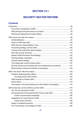 Section 12.1 Security Sector Reform
