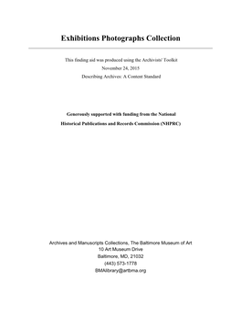 Exhibitions Photographs Collection