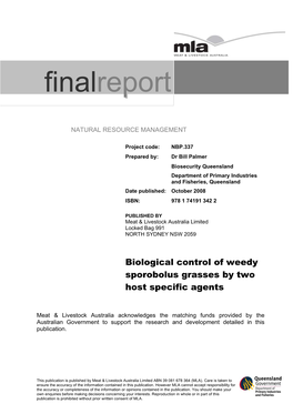 Final Report to Queensland Department of Primary Industries & Fisheries