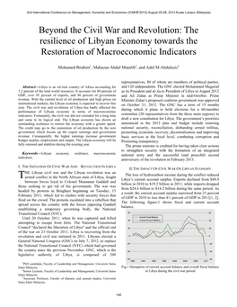 The Resilience of Libyan Economy Towards the Restoration of Macroeconomic Indicators