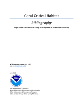 Coral Critical Habitat Bibliography