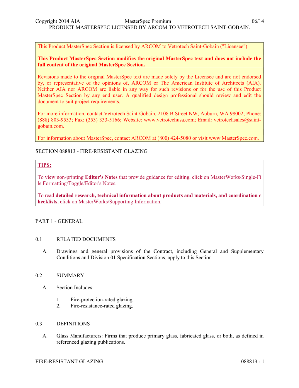 Section 088813 - Fire-Resistant Glazing