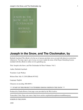 Joseph in the Snow, and the Clockmaker, by 1