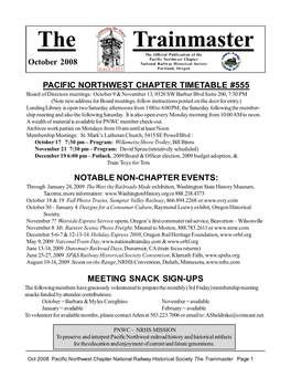The Trainmaster PACIFIC NORTHWEST CHAPTER TIMETABLE #555