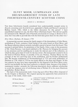 Elvet Moor, Lumphanan and Drumnadrochit Finds of Late Fourteenth-Century Scottish Coins