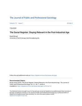 The Social Register: Staying Relevant in the Post-Industrial Age