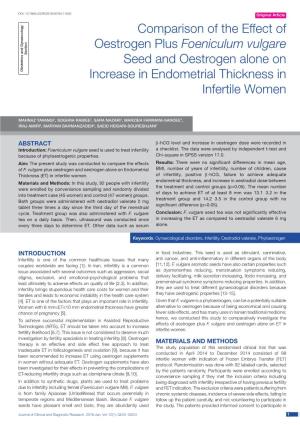 Comparison of the Effect of Oestrogen Plus Foeniculum Vulgare Seed and Oestrogen Alone on Increase in Endometrial Thickness in I