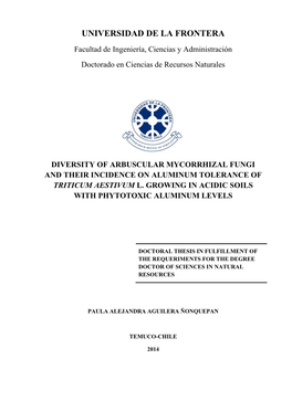 Diversity of Arbuscular Mycorrhizal Fungi and Their Incidence on Aluminum Tolerance of Triticum Aestivum L