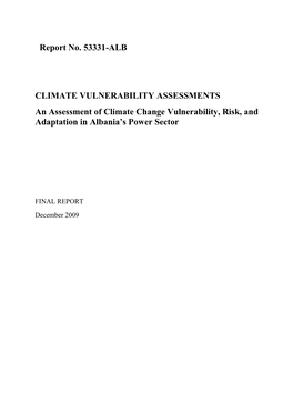 An Assessment of Climate Change Vulnerability, Risk, and Adaptation in Albania's Energy Sector