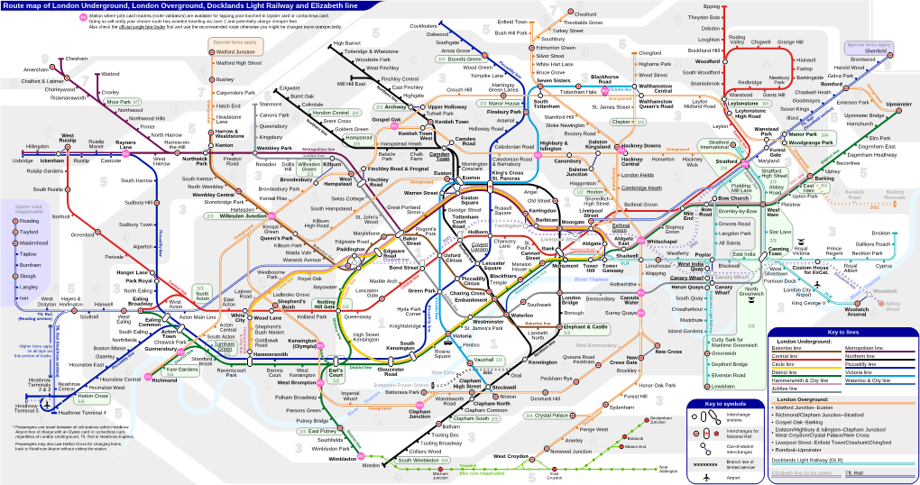 Route Map of London Underground, London Overground, Docklands - DocsLib