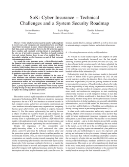 Cyber Insurance – Technical Challenges and a System Security Roadmap