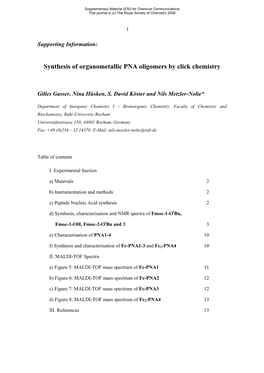 Synthesis of Organometallic PNA Oligomers by Click Chemistry
