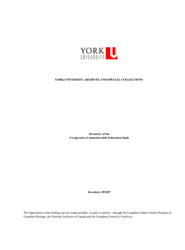 York University Archives and Special Collections