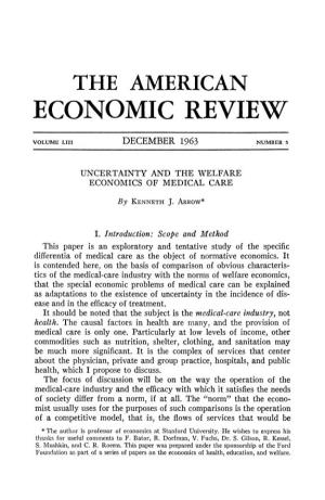 Uncertainty and the Welfare Economics of Medical Care