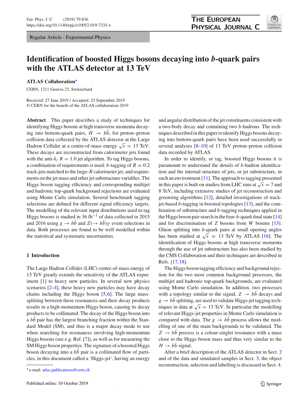 Identification of Boosted Higgs Bosons Decaying Into B-Quark