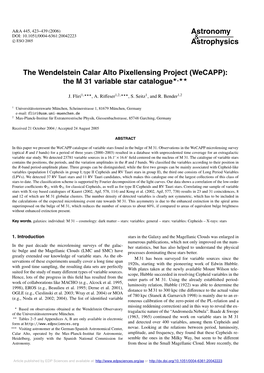 The Wendelstein Calar Alto Pixellensing Project (Wecapp): the M 31 Variable Star Catalogue�,