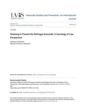 Straining to Prevent the Rohingya Genocide: a Sociology of Law Perspective