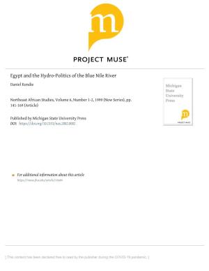 Egypt and the Hydro-Politics of the Blue Nile River Daniel Kendie